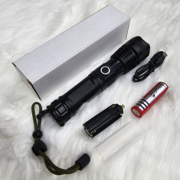 Waterproof Zoom LED Flashlight USB Torch Light